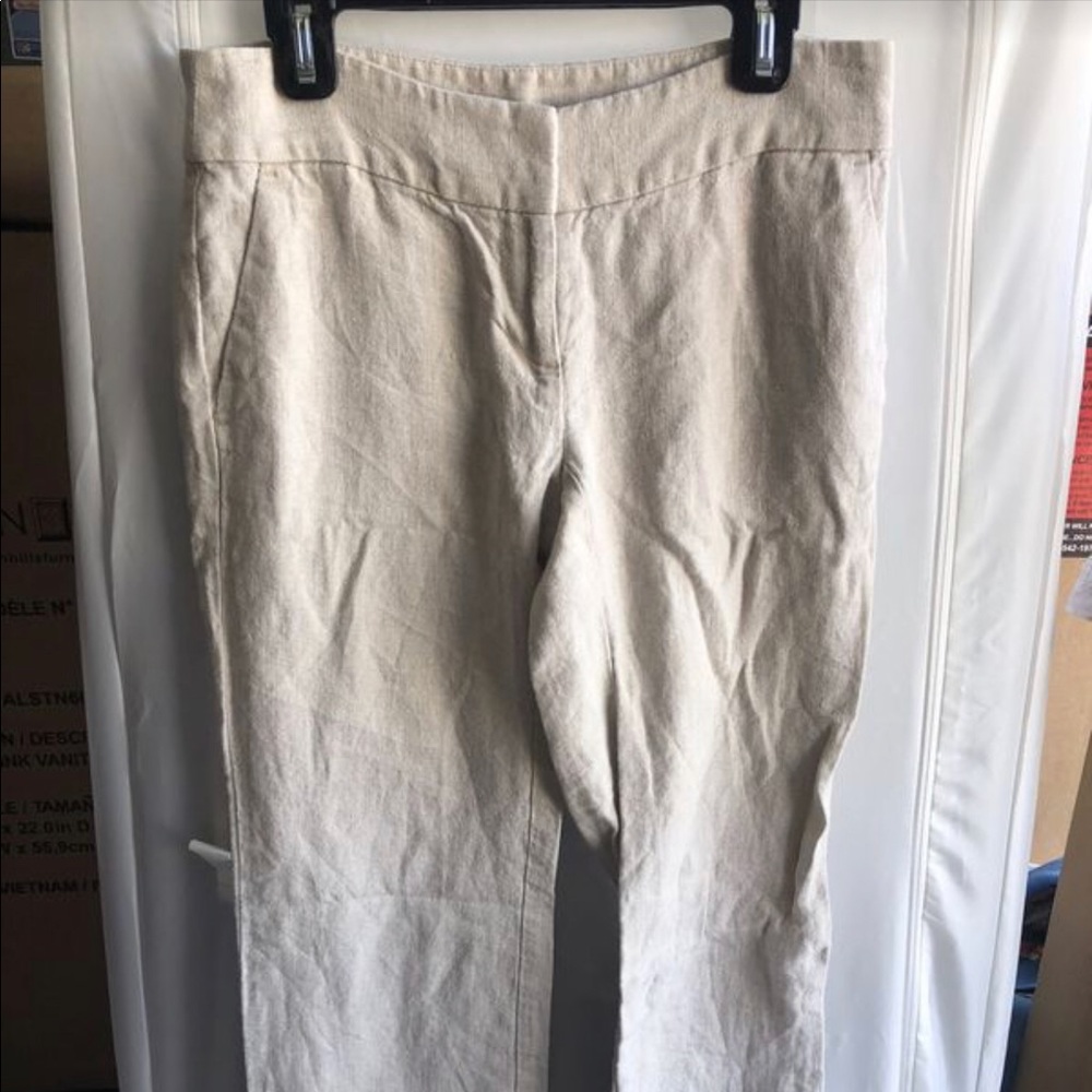 Beige linen trousers